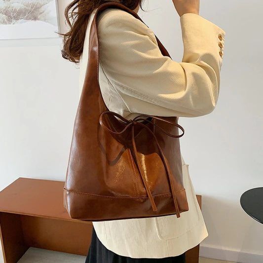 Elegant Glossy Leather Tote Bag
