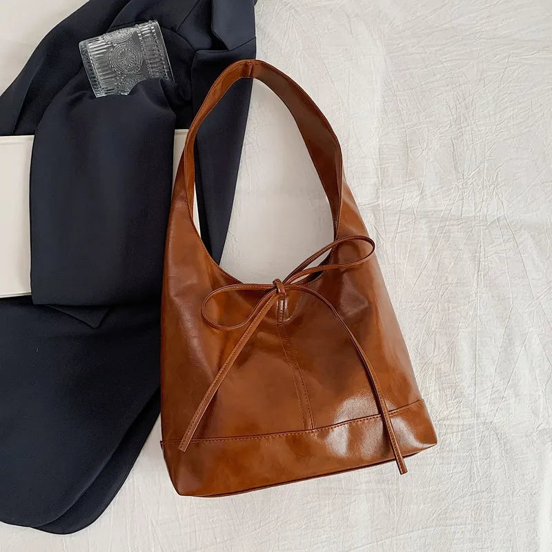 Elegant Glossy Leather Tote Bag