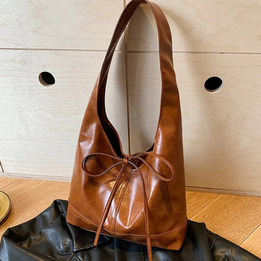 Elegant Glossy Leather Tote Bag